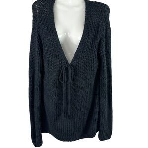 Brunette the Label | Lace up Knit Sweater in Black